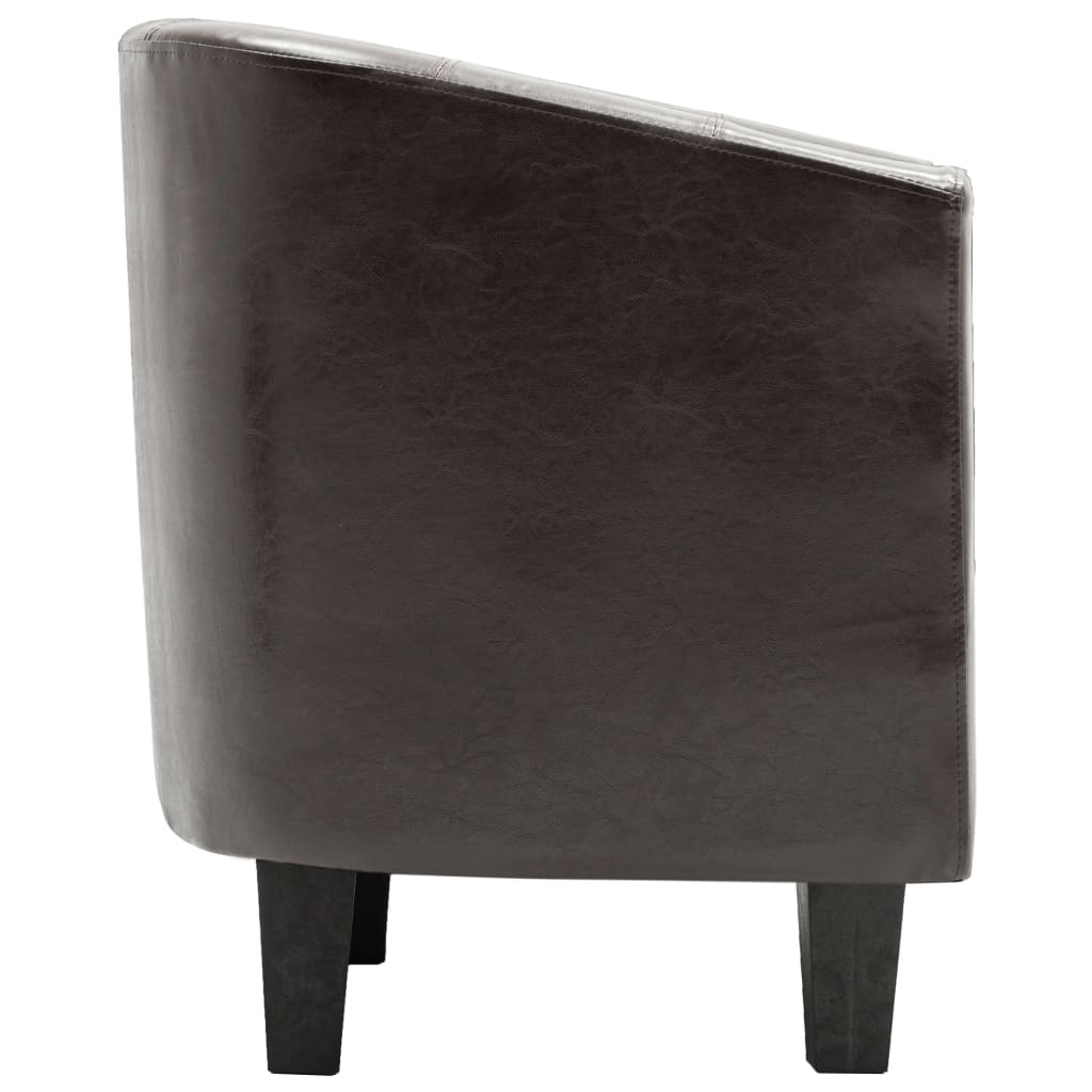 vidaXL Напівкругле крісло з підніжкою Темно-коричневий Штучна шкіра