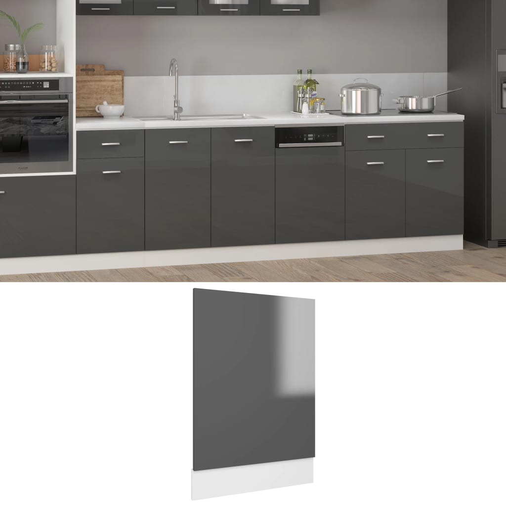 vidaXL Панель для Посудомийної Машини Глянцевий Сірий 45x3x67 см ДСП