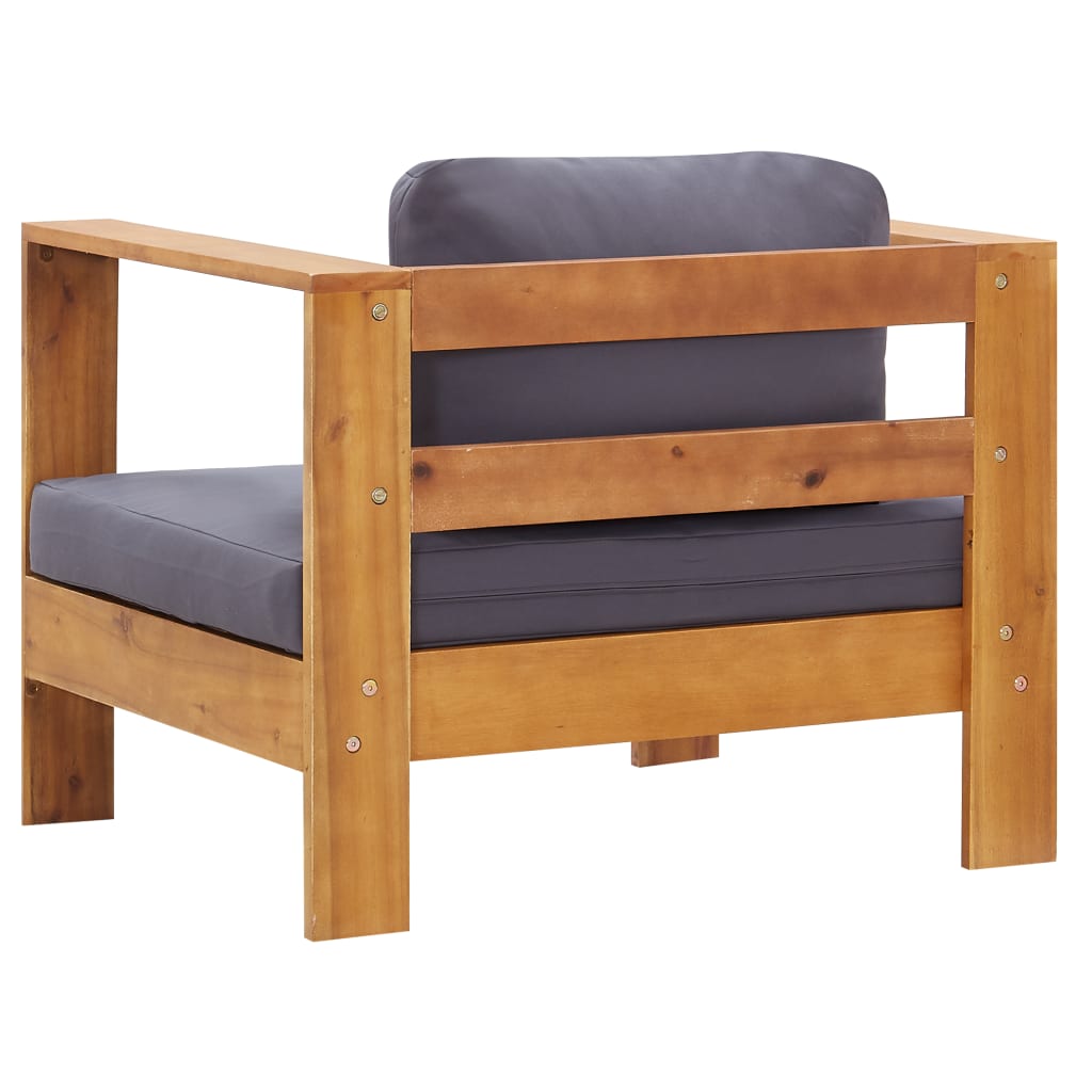 vidaXL Садове крісло-диван з подушкою Темно-сірий Масив акації