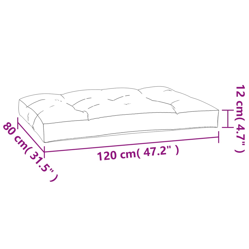 vidaXL Подушка для дивана з піддонів Картатий сірий 120x80x10 см