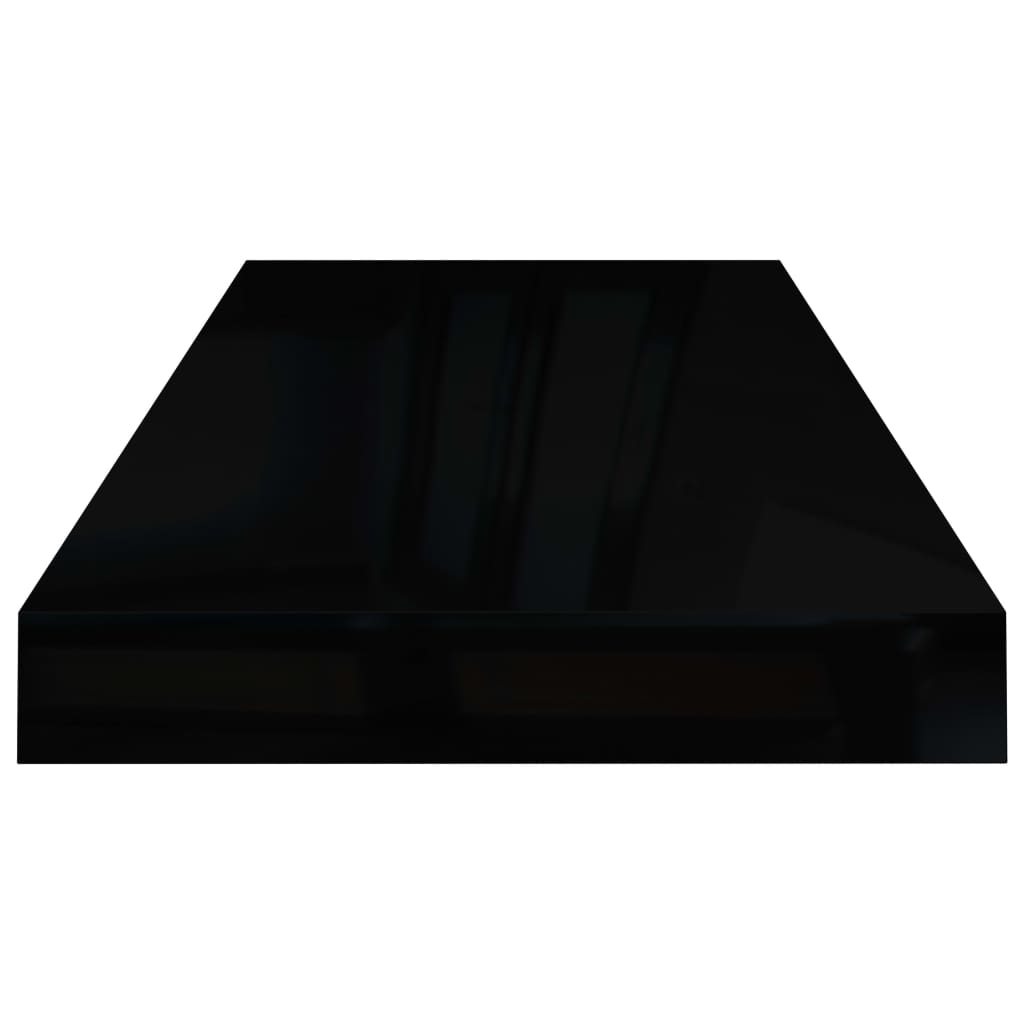 vidaXL Настінні полиці з прихованим кріпленням 2 шт Глянцевий чорний 60x23,5x3,8 см МДФ