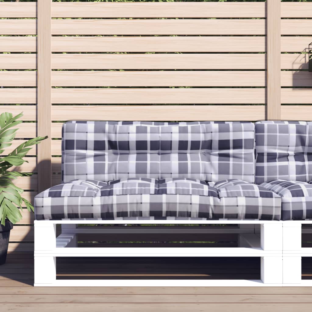 vidaXL Подушка для дивана з піддонів Картатий сірий 120x40x10 см