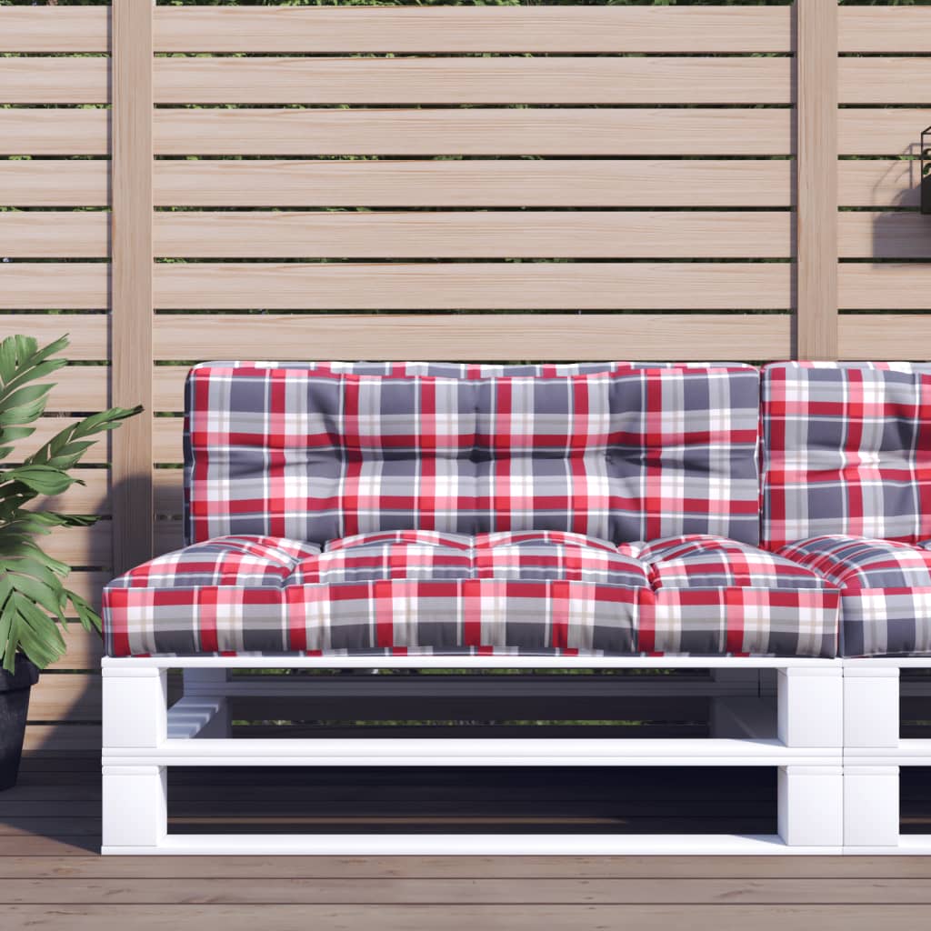 vidaXL Подушка для дивана з піддонів Картатий червоний 120x40x10 см