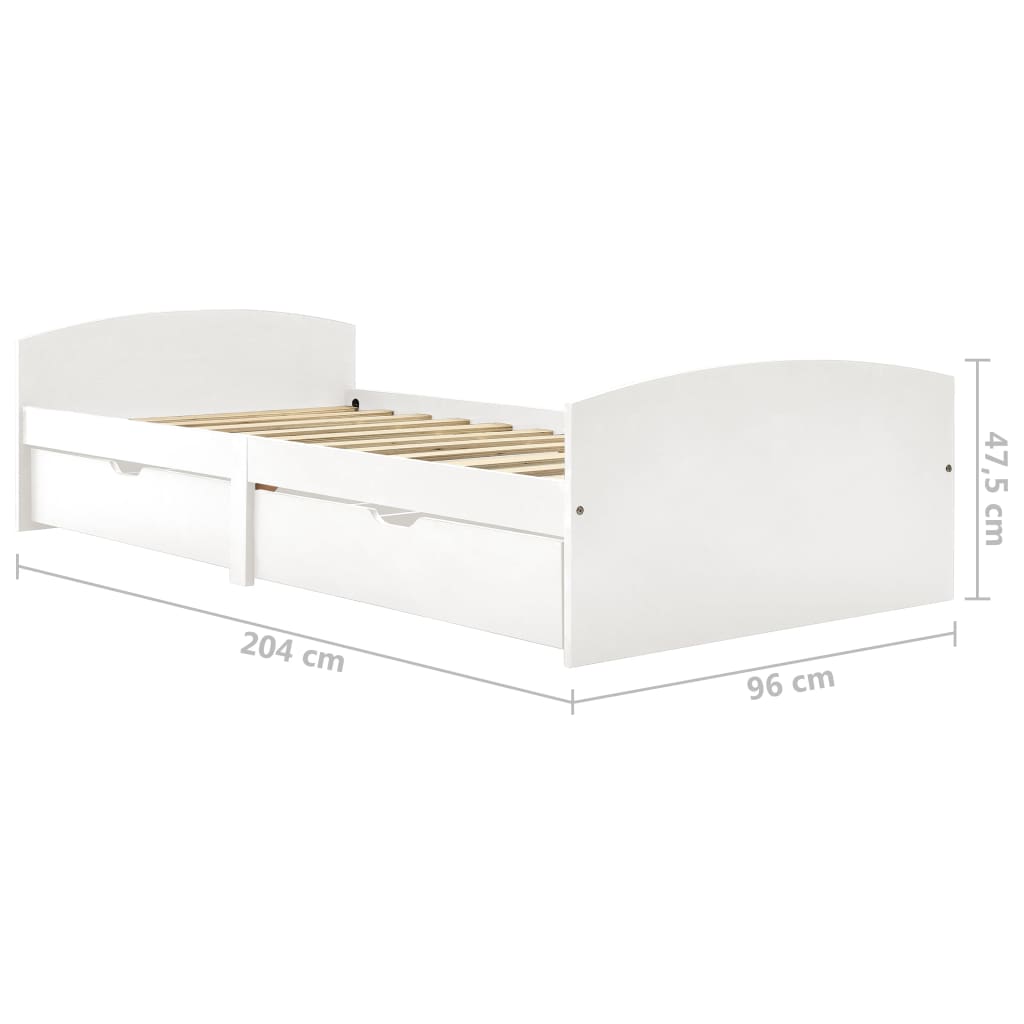 vidaXL Каркас Ліжка з 2 Шухлядами Білий 90х200 см Масив Сосни