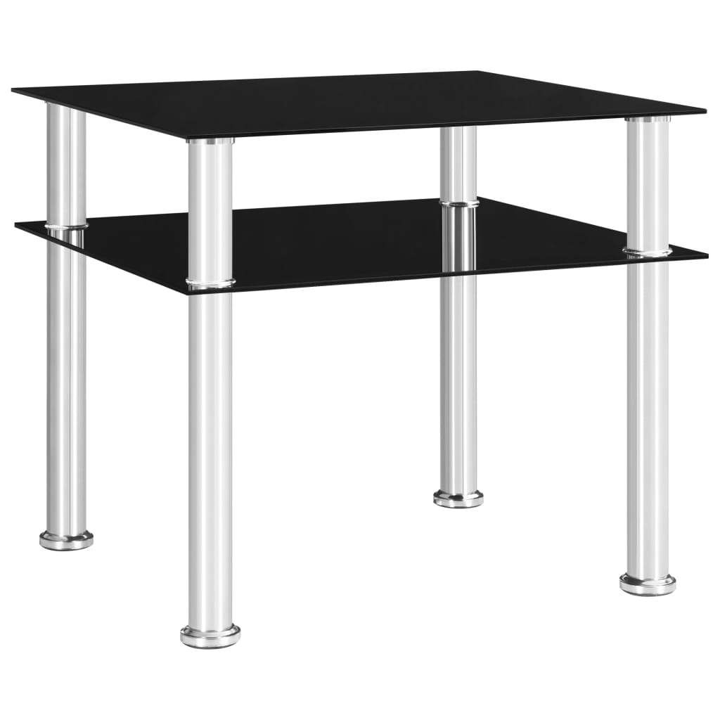 vidaXL Приставний столик Чорний 45x50x45 см Загартоване скло