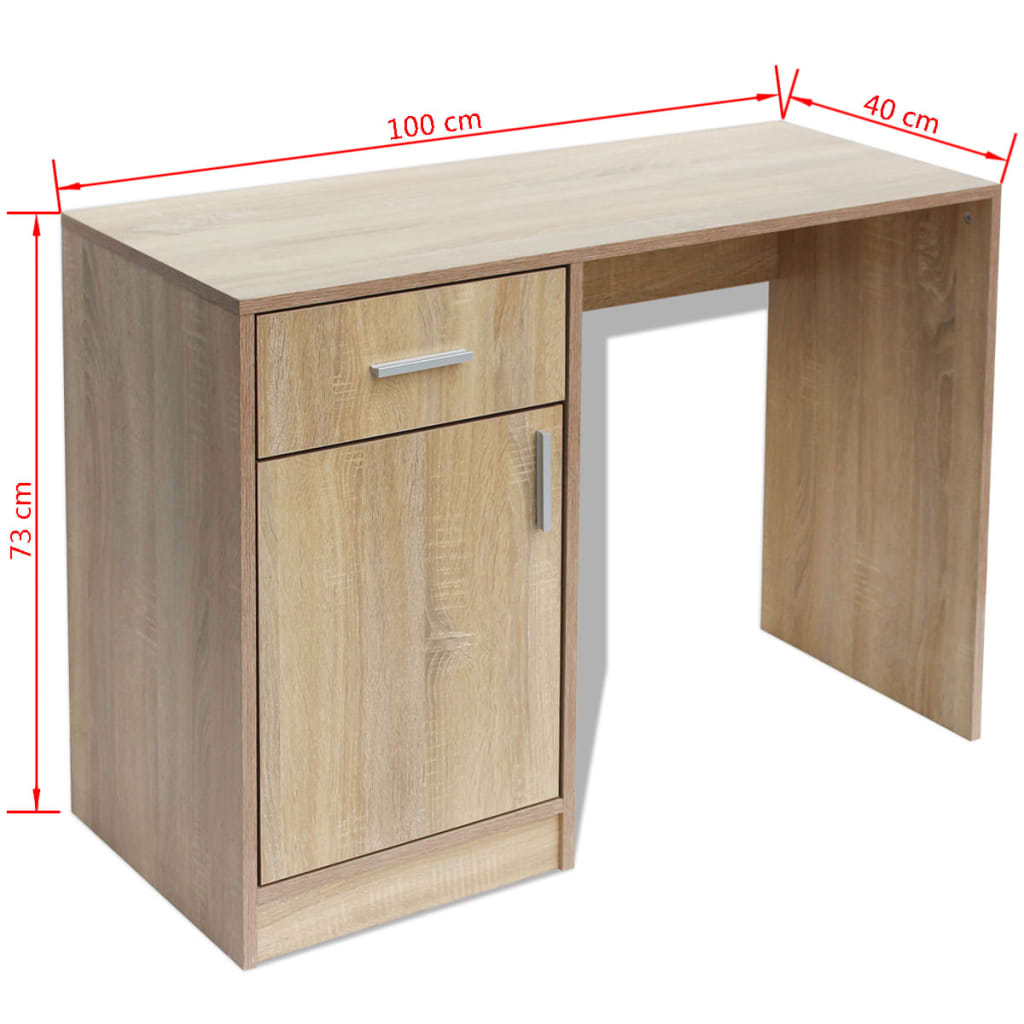 vidaXL Письмовий стіл з шухлядою і тумбочкою Колір дуба 100x40x73 см