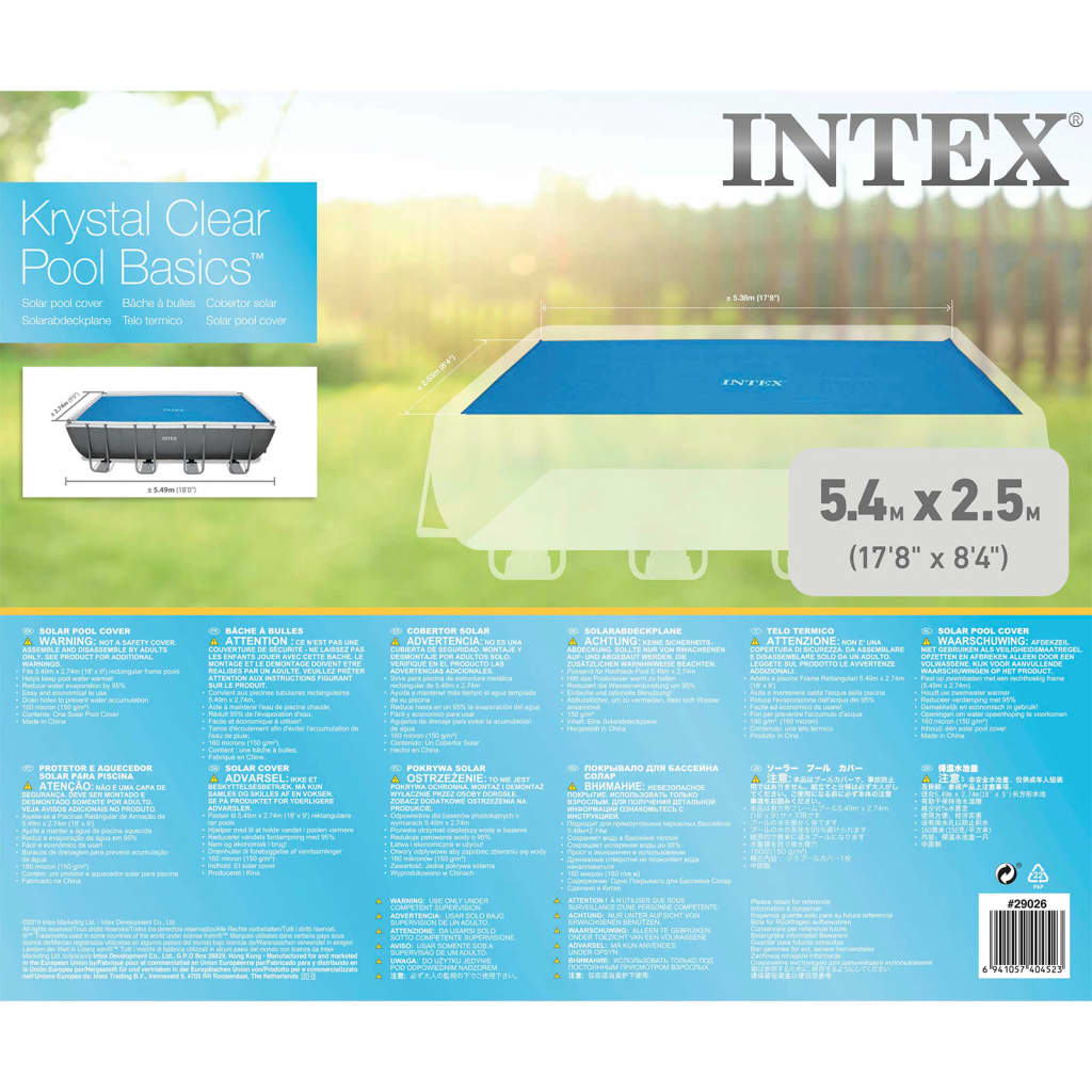 Intex Сонячне накриття для басейну Прямокутне 549x274 см 29026