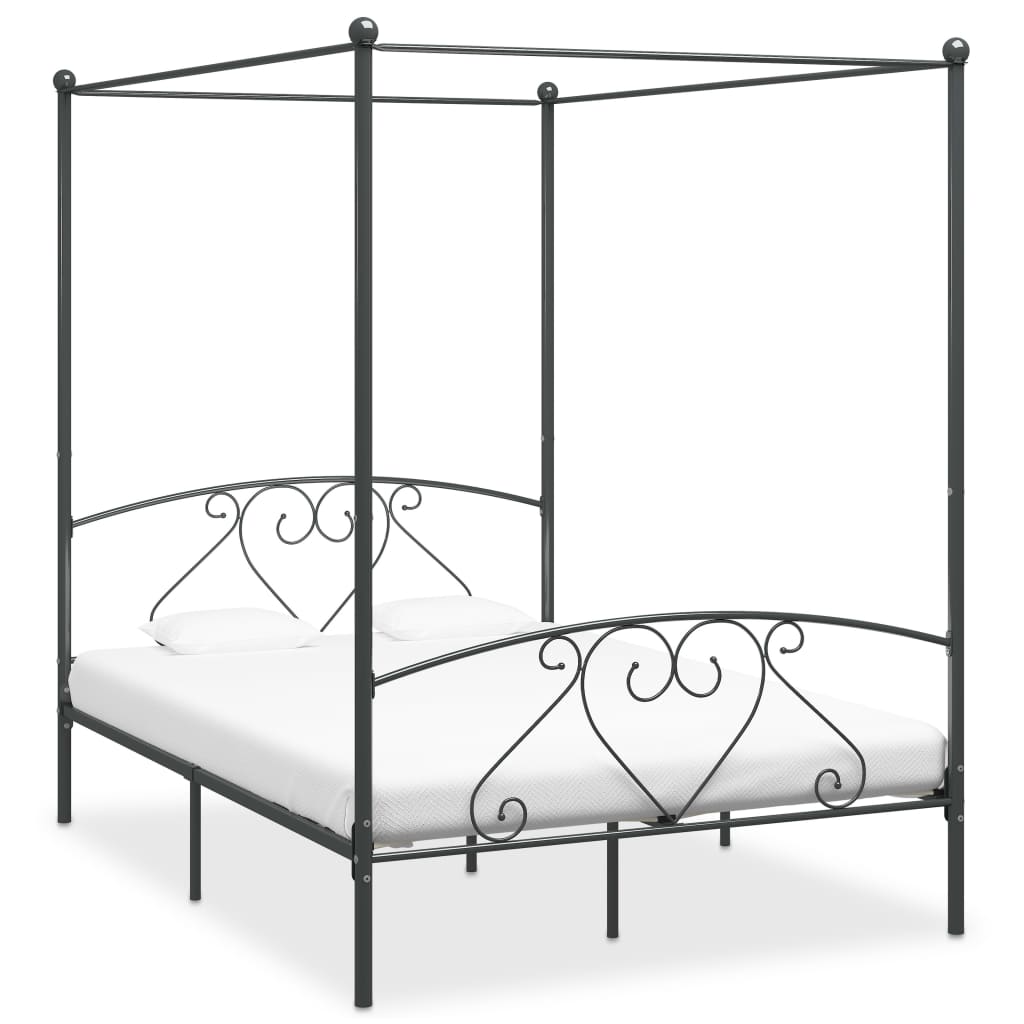 vidaXL Каркас ліжка з балдахіном Сірий 140x200 см Метал