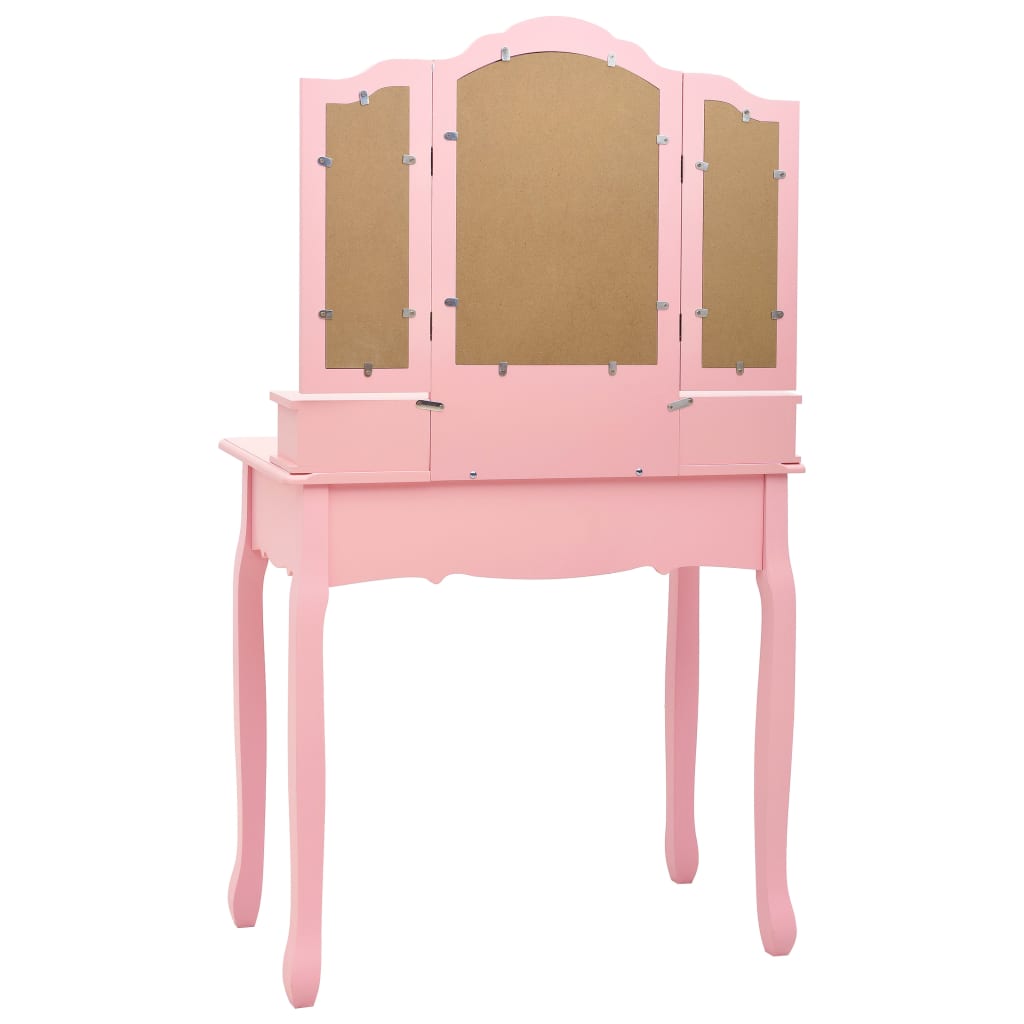 vidaXL Туалетний столик з табуретом Рожевий 80x69x141 см Павловнія