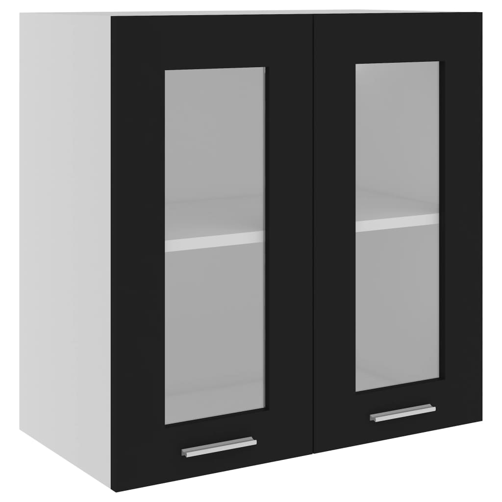 802522 vidaXL Hanging Glass Cabinet Black 60x31x60 cm Chipboard