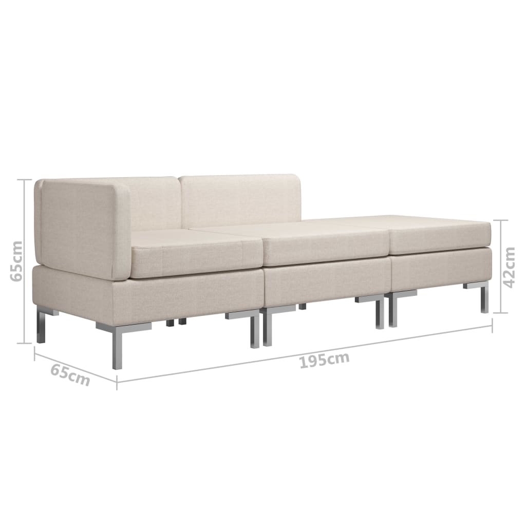 vidaXL Комплект диванів 3 од. Кремовий Тканина