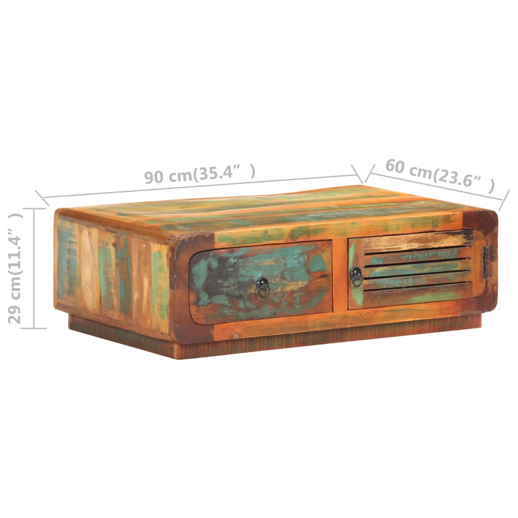 vidaXL Журнальний столик 90x60x29 см Масив відновленої деревини