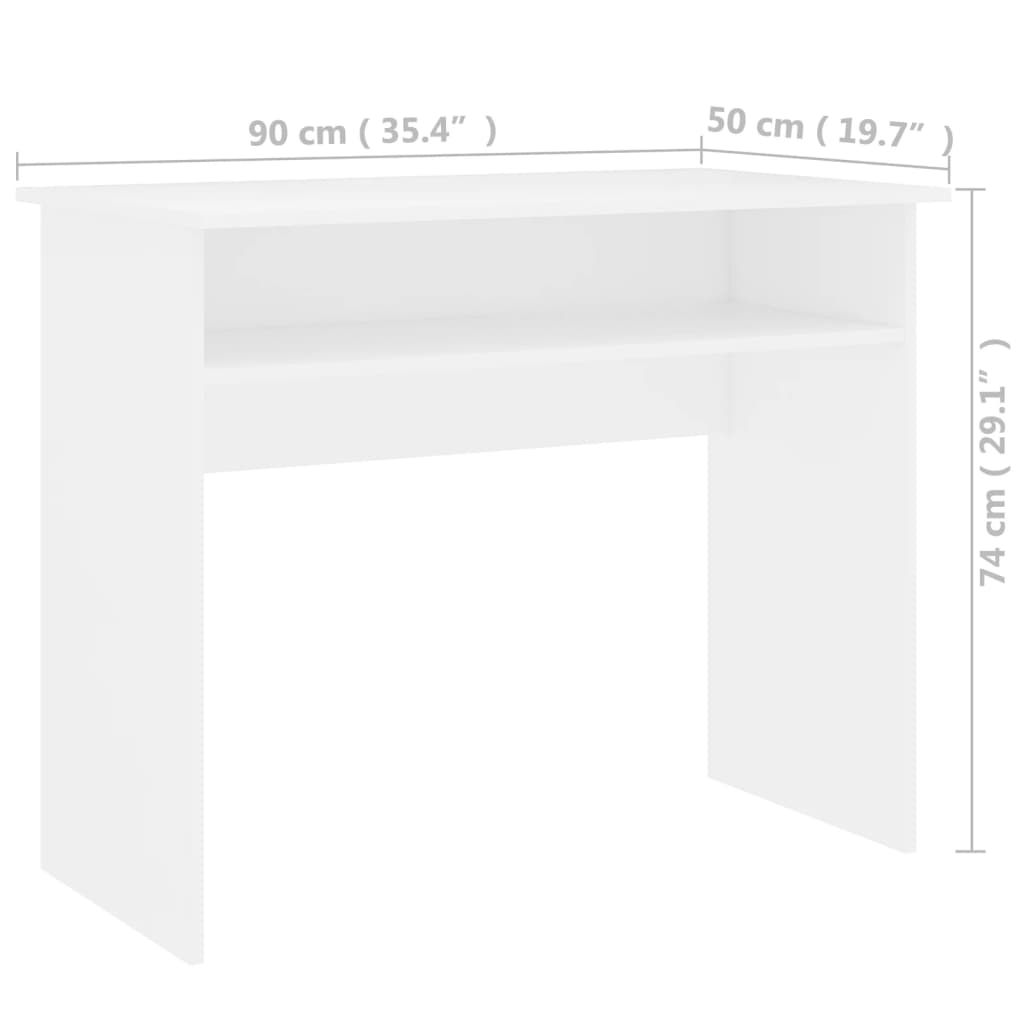 vidaXL Письмовий стіл Білий 90x50x74 см ДСП
