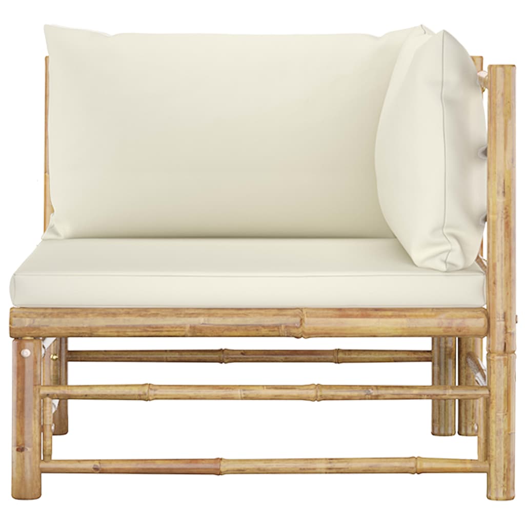 vidaXL Садовий кутовий диван з кремово-білими подушками Бамбук