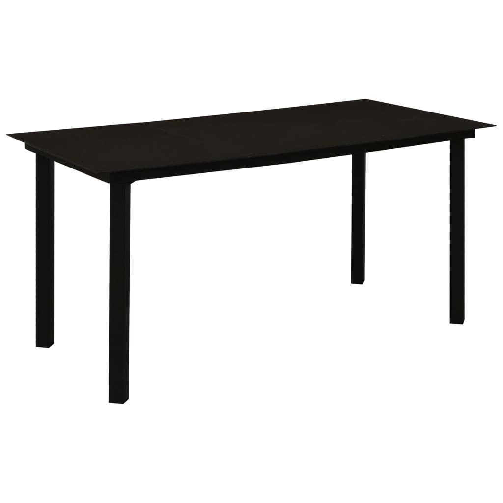 vidaXL Садовий обідній стіл Чорний 150x80x74 см Скло і сталь