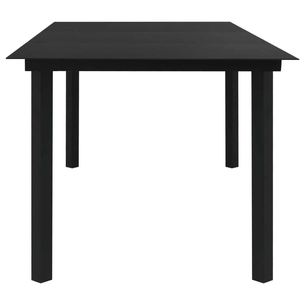 vidaXL Садовий обідній стіл Чорний 190x90x74 см Скло і сталь