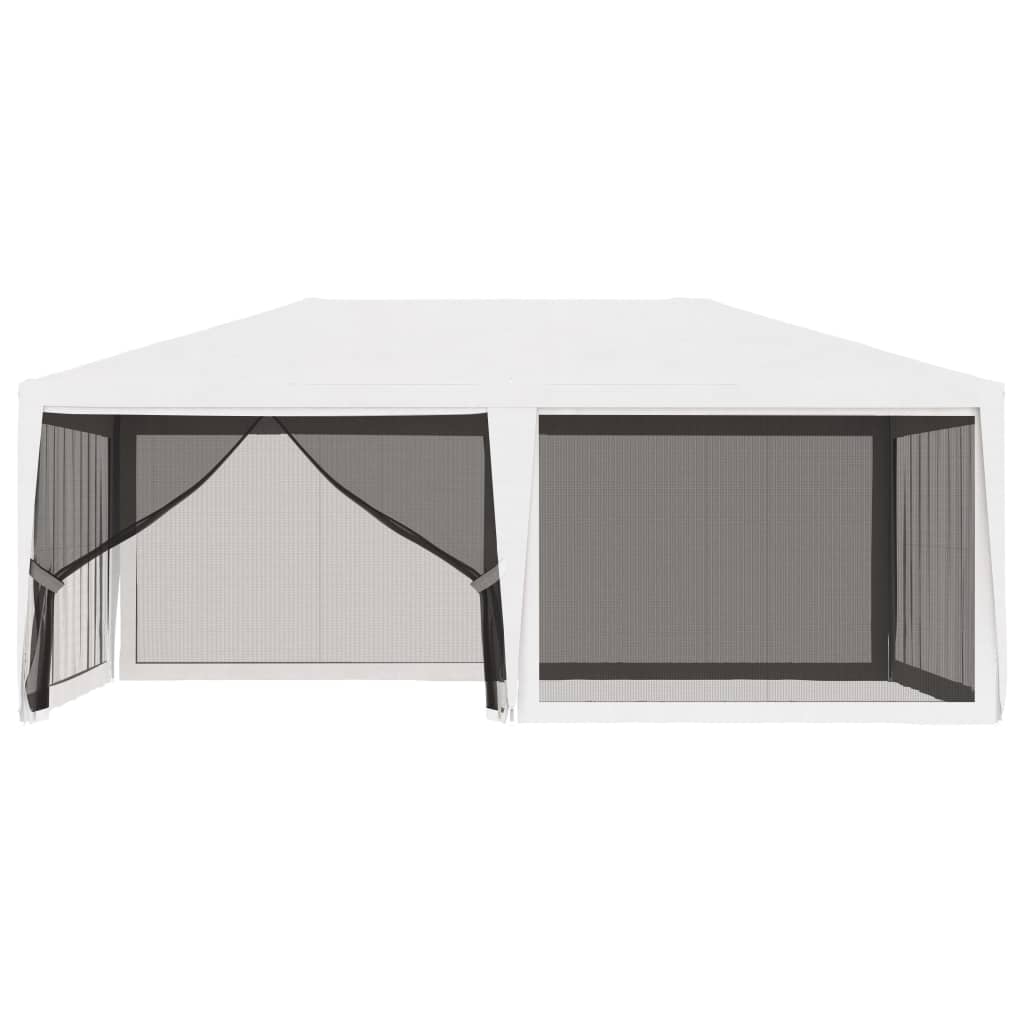 48523 vidaXL Party Tent with 4 Mesh Sidewalls 4x6 m White