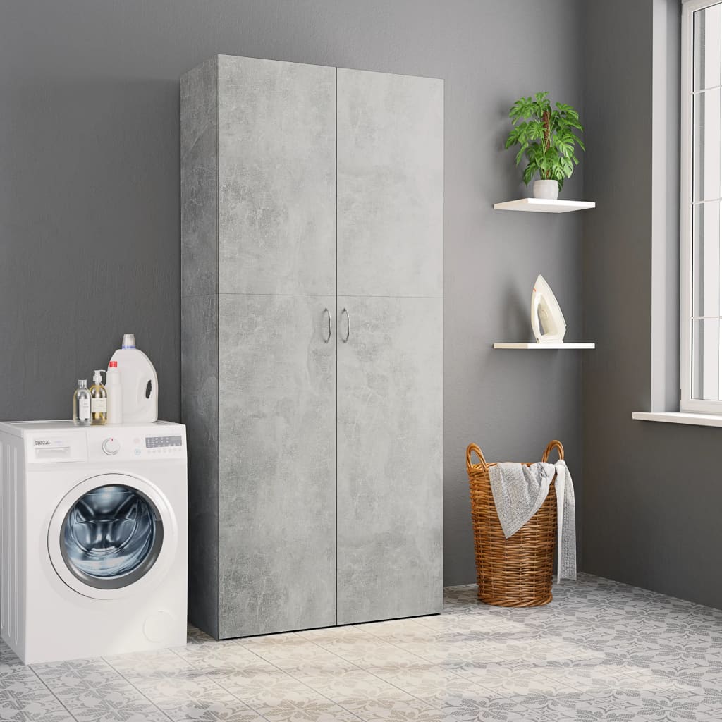 800004 vidaXL Storage Cabinet Concrete Grey 80x35,5x180 cm Chipboard