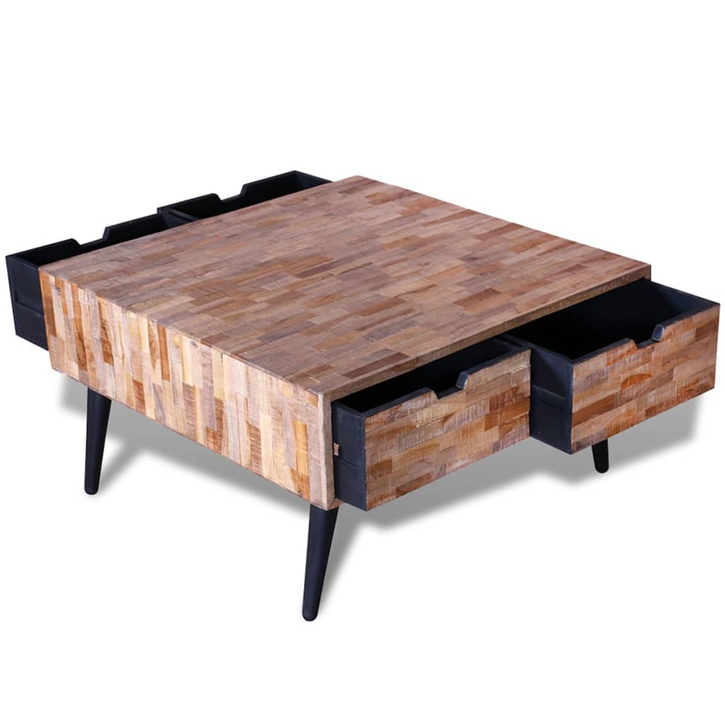 vidaXL Журнальний столик з 4 шухлядами Відновлена тикова деревина