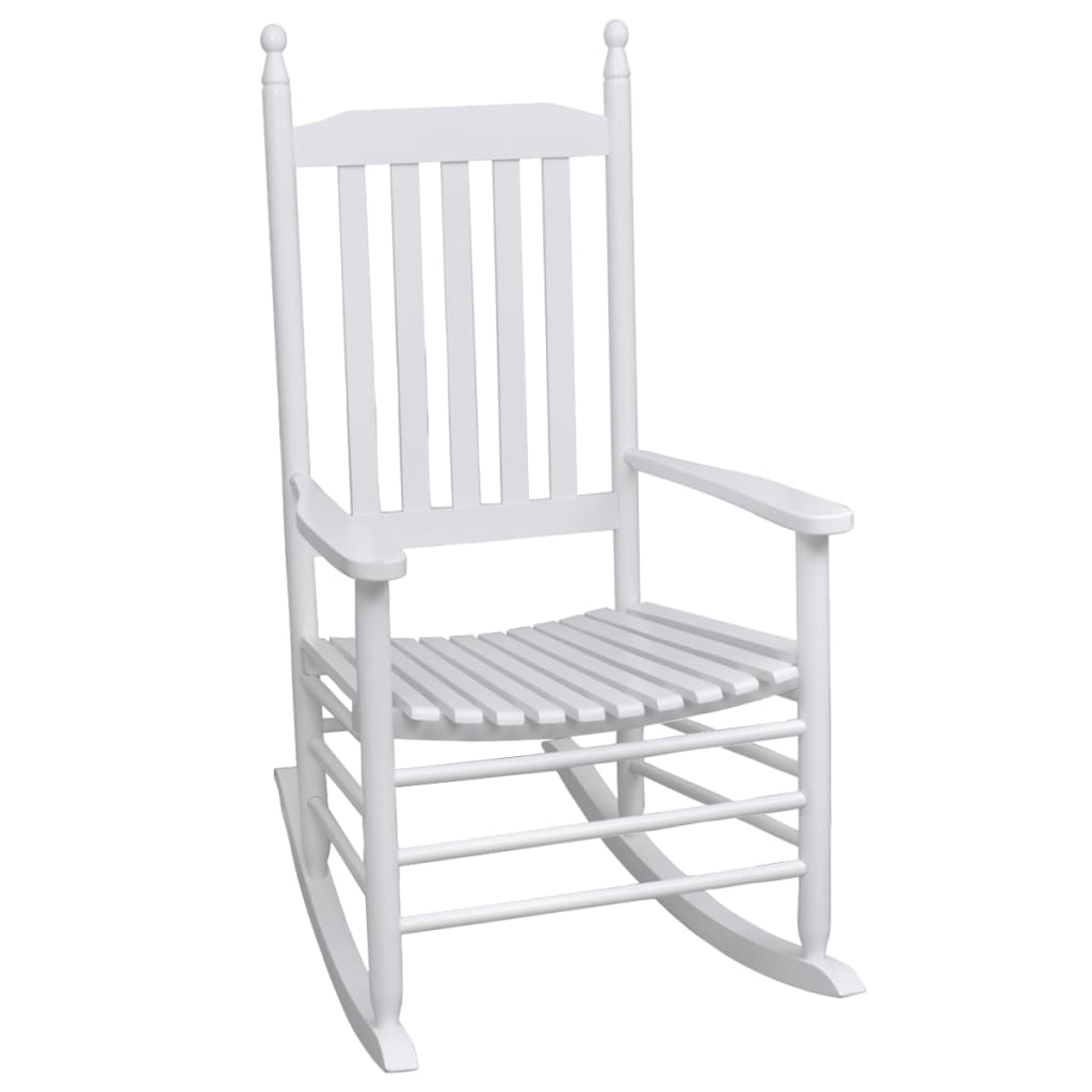 vidaXL Крісло-качалка з вигнутим сидінням Білий Деревина