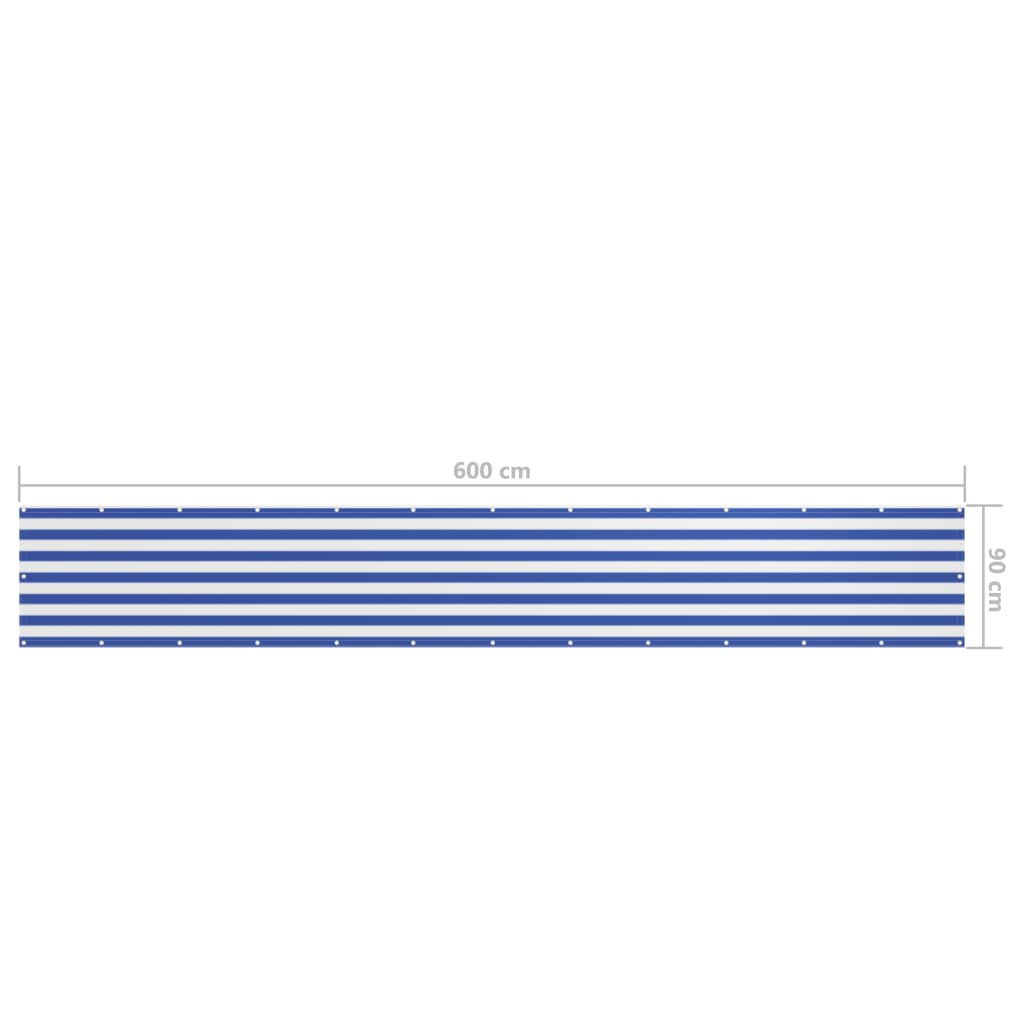 vidaXL Балконна Ширма Білий і Синій 90x600 см Тканина Оксфорд