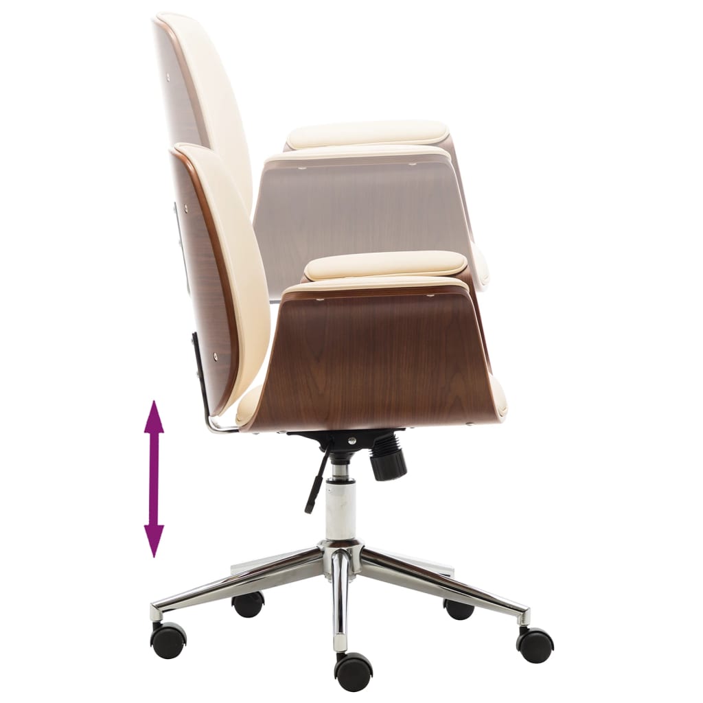 vidaXL Офісне крісло Кремовий Гнута деревина/Штучна шкіра
