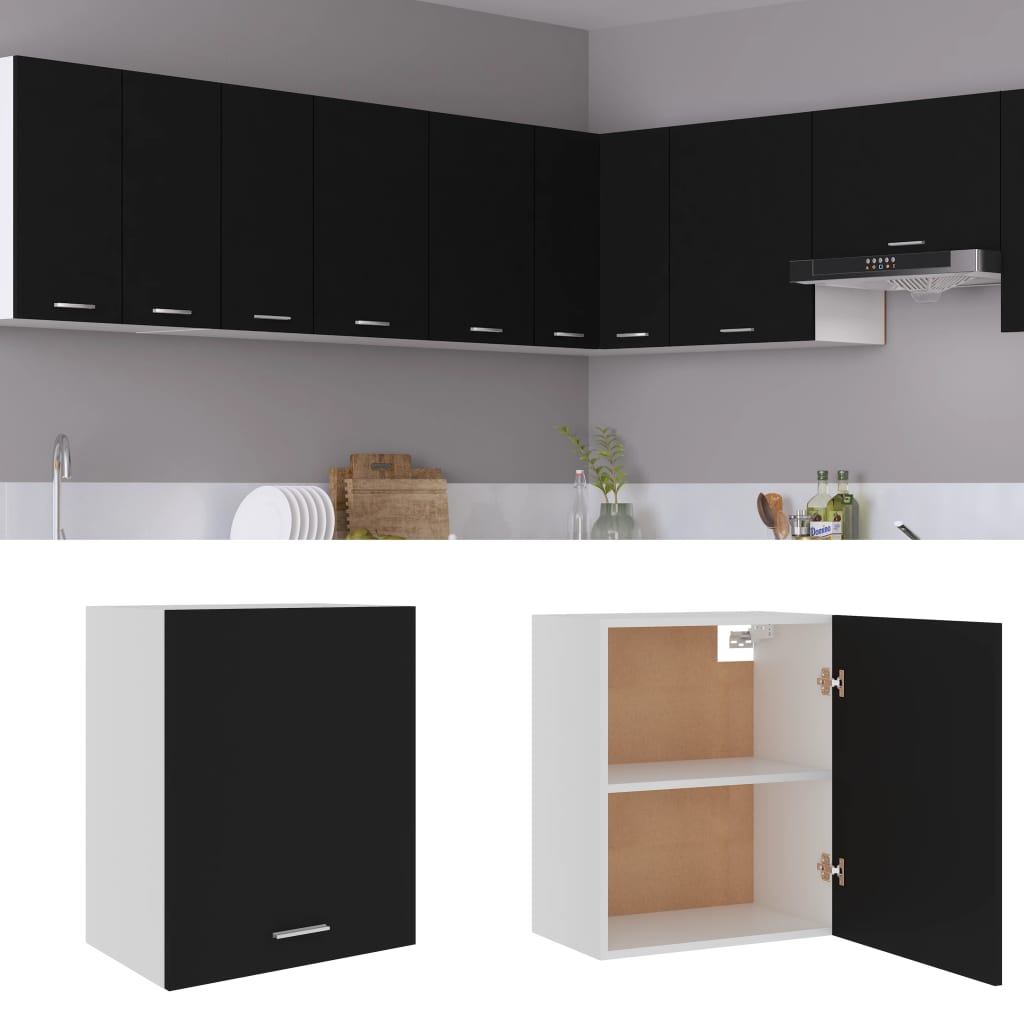 801261 vidaXL Hanging Cabinet Black 50x31x60 cm Chipboard
