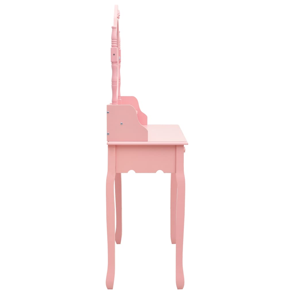 vidaXL Туалетний столик з табуретом Рожевий 75x69x140 см Павловнія