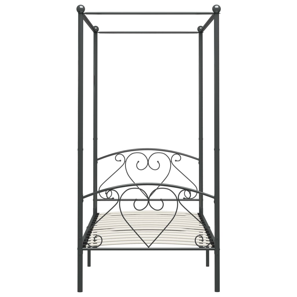 vidaXL Каркас ліжка з балдахіном Сірий 90x200 см Метал