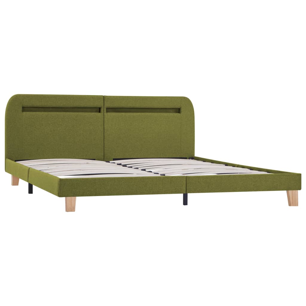 vidaXL Каркас ліжка зі світлодіодами Зелений 160x200 см Тканина