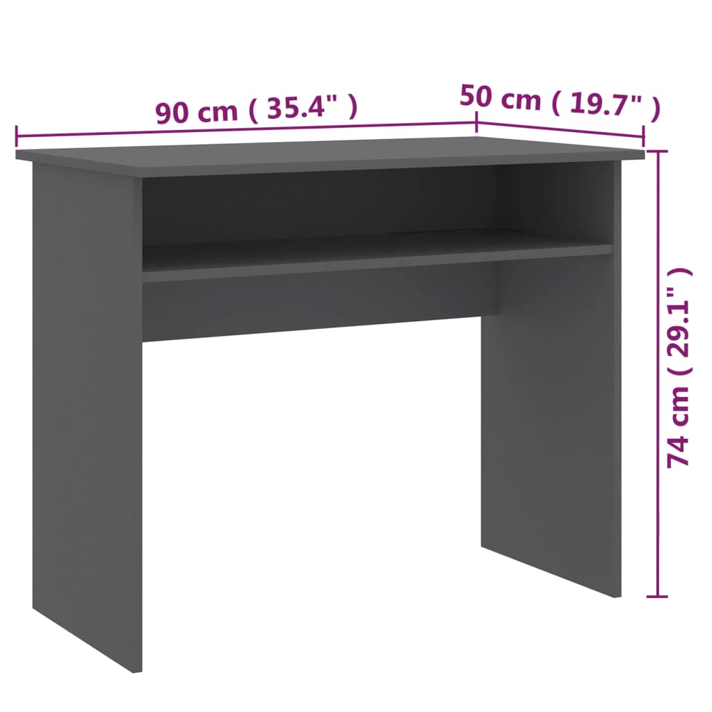 vidaXL Письмовий стіл Сірий 90x50x74 см ДСП