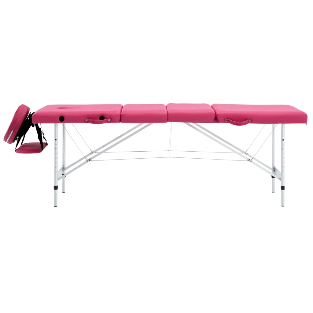 vidaXL Розкладний масажний стіл 4-х зонний Рожевий Алюміній