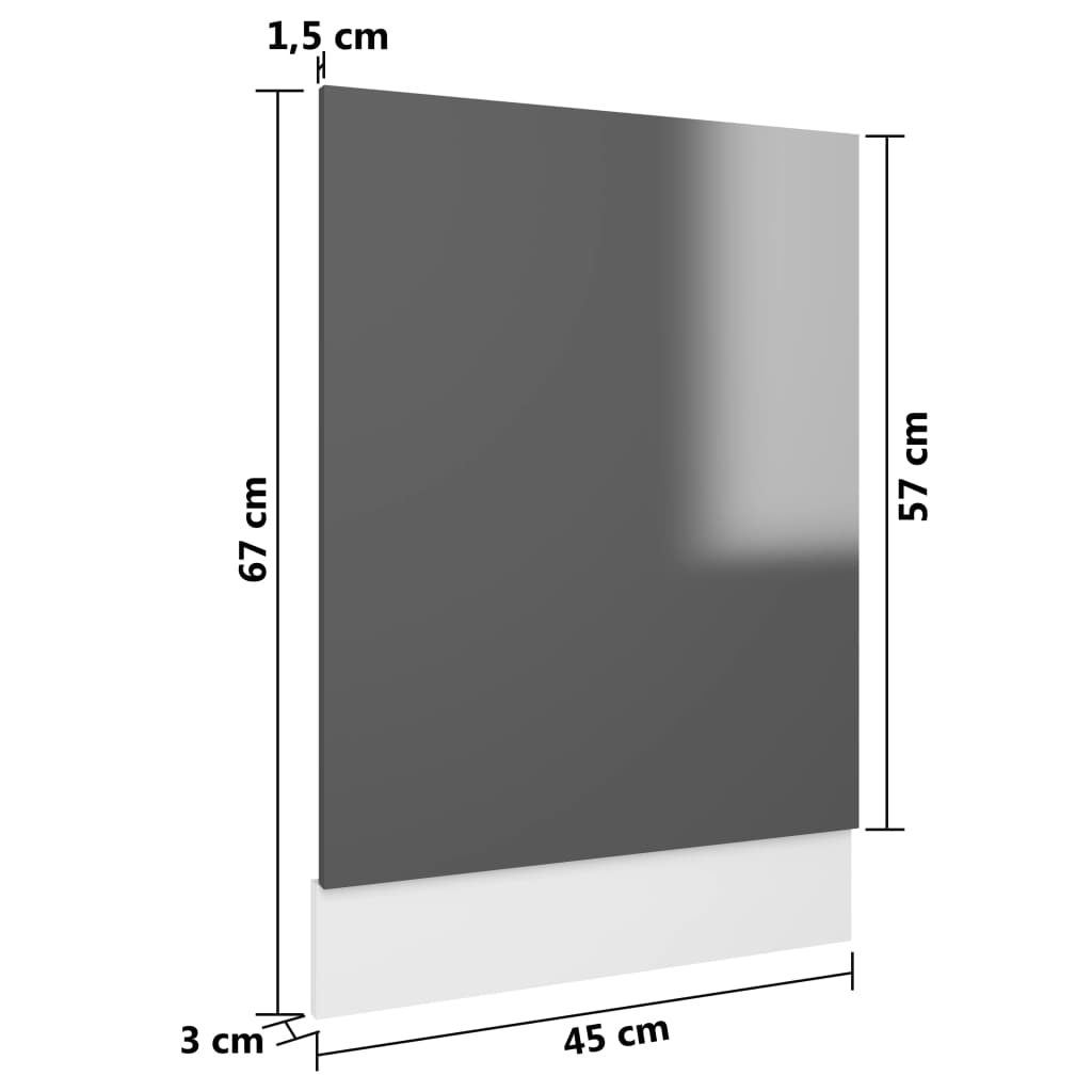 vidaXL Панель для Посудомийної Машини Глянцевий Сірий 45x3x67 см ДСП