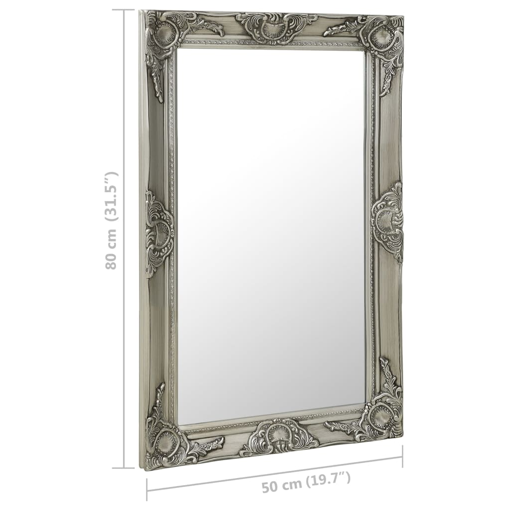 vidaXL Настінне дзеркало в стилі Бароко Сріблястий 50x80 см