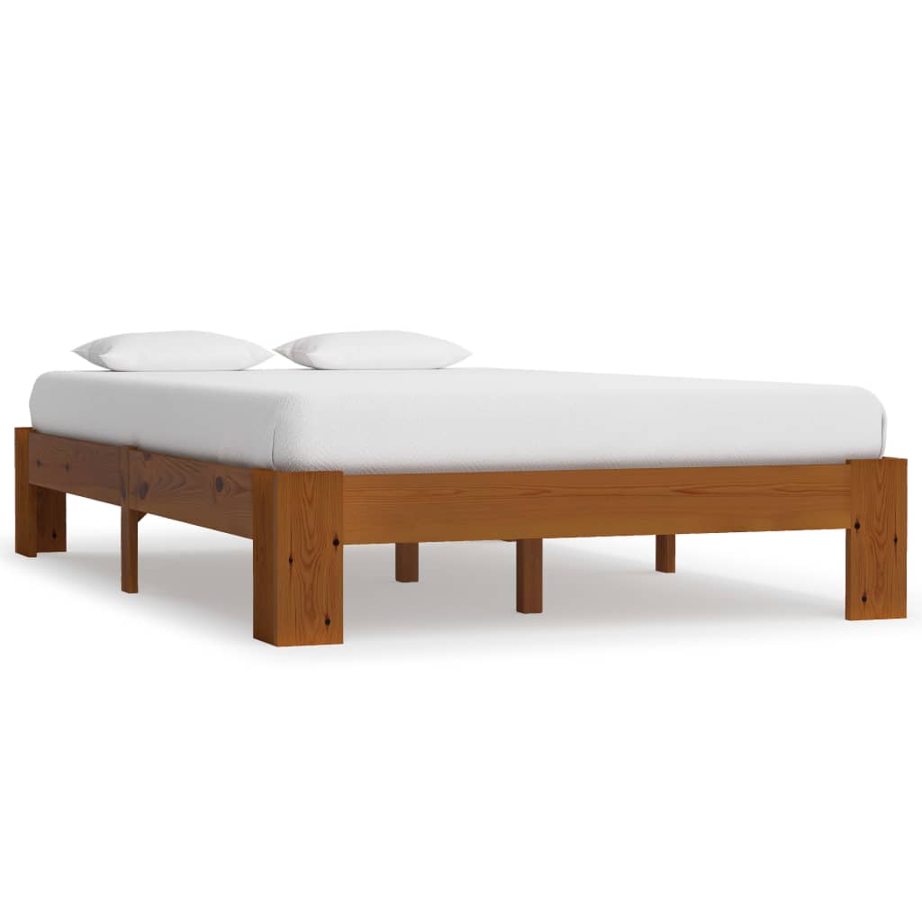 283288 vidaXL Bed Frame Light Brown Solid Pine Wood 120x200 cm