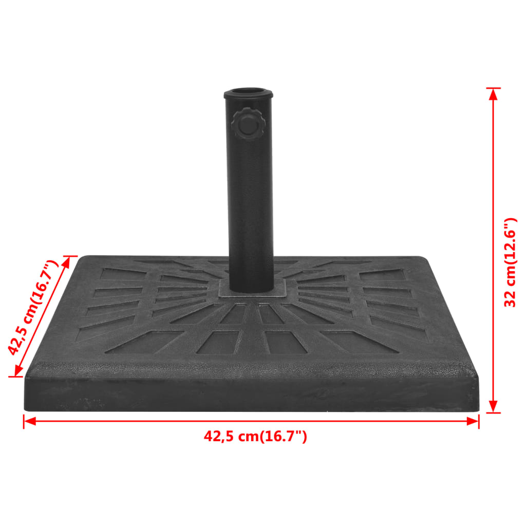 vidaXL Підставка для Парасолі Квадратна Чорний 12 кг Гума