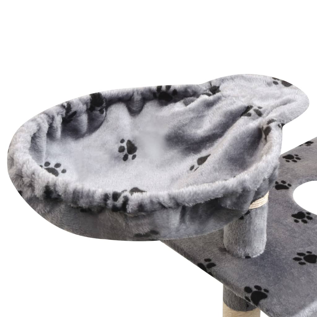 vidaXL Дерево для котів з сизальними дряпками Сірий Відбитки лап 150 см