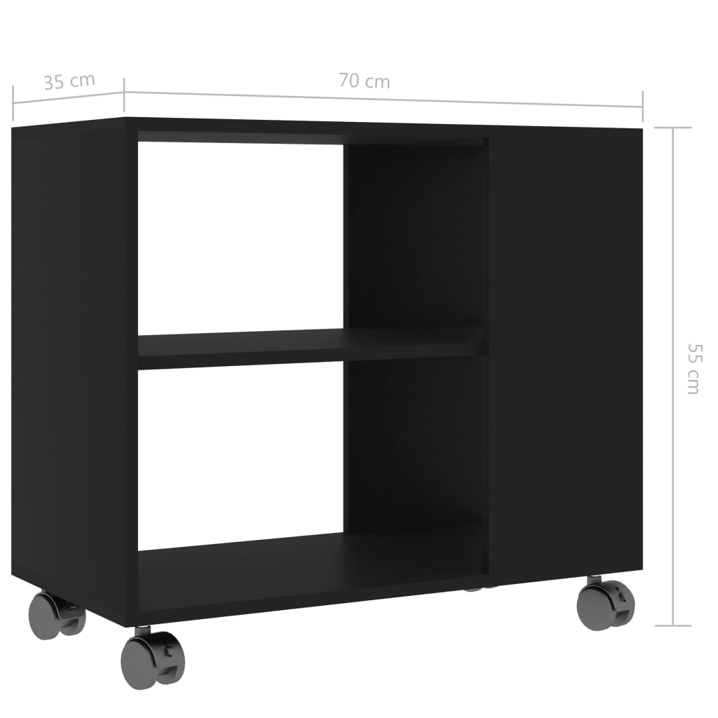 vidaXL Приставний столик Чорний 70x35x55 см Деревні пластики