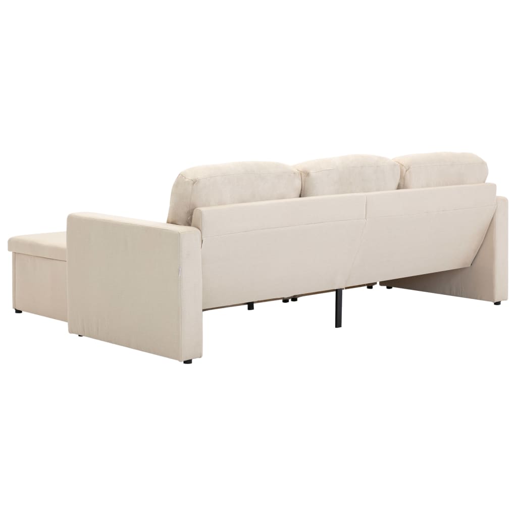 vidaXL 3-місний модульний диван-ліжко Кремовий Тканина