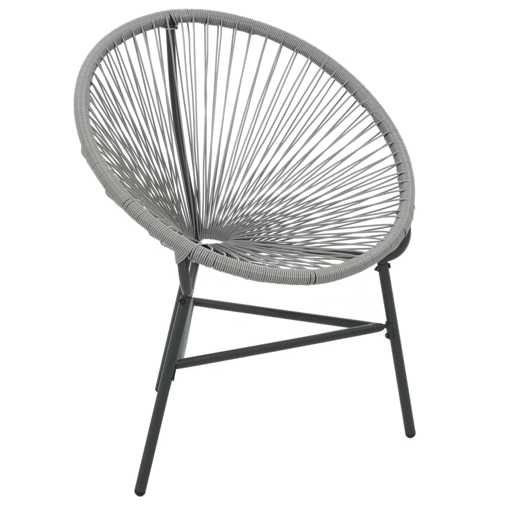 vidaXL Плетене садове крісло "Місяць" Сірий Поліротанг