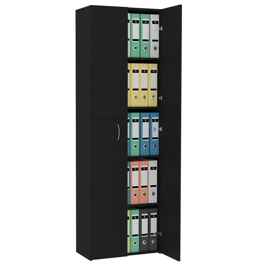 800298 vidaXL Office Cabinet Black 60x32x190 cm Chipboard