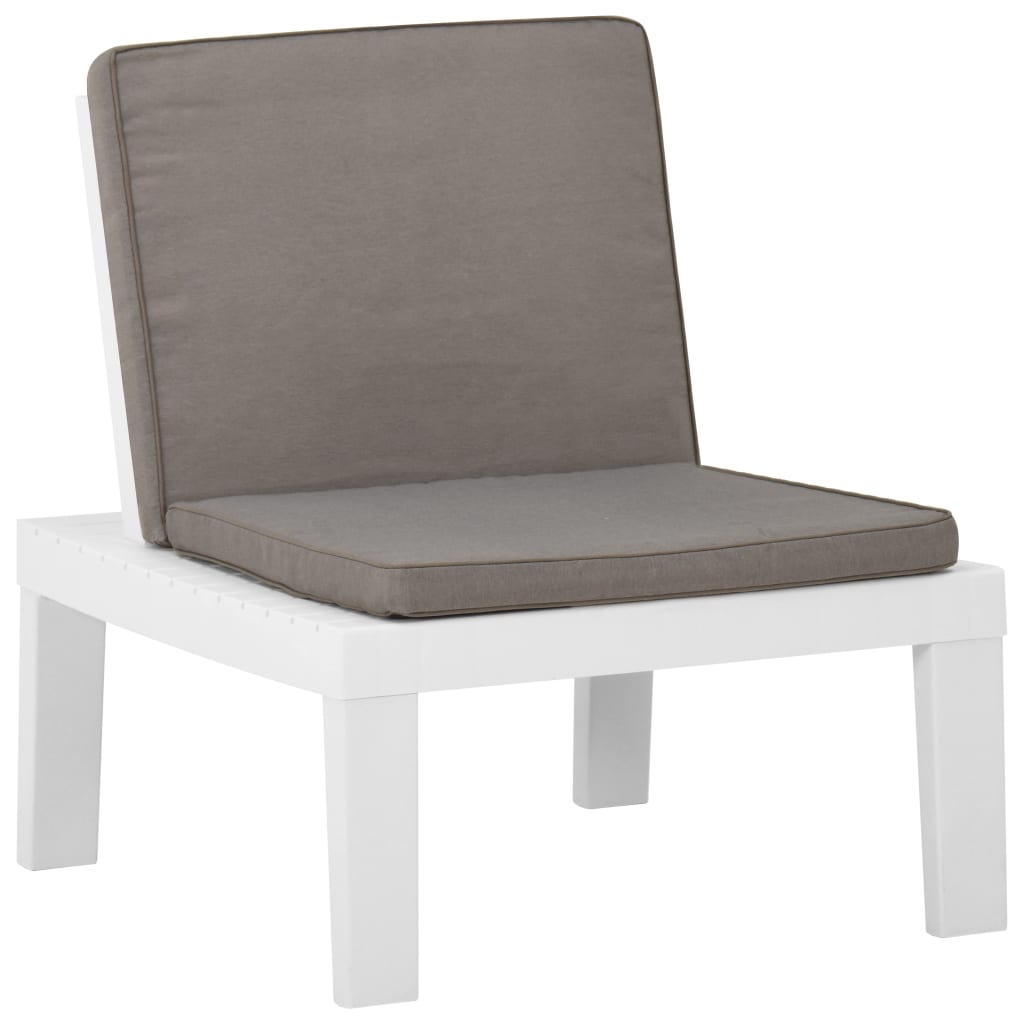 vidaXL Садове крісло для відпочинку з подушками Білий Пластик