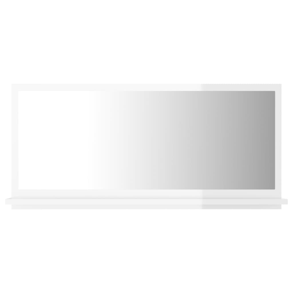 804577 vidaXL Bathroom Mirror High Gloss White 80x10,5x37 cm Chipboard