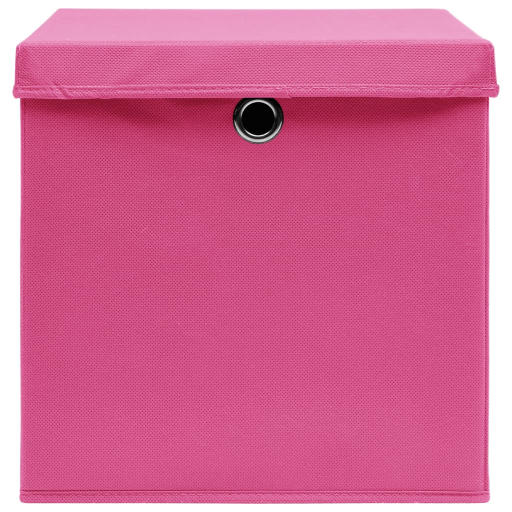 vidaXL Коробки для Зберігання з Кришками 10 шт Рожевий 28x28x28 см
