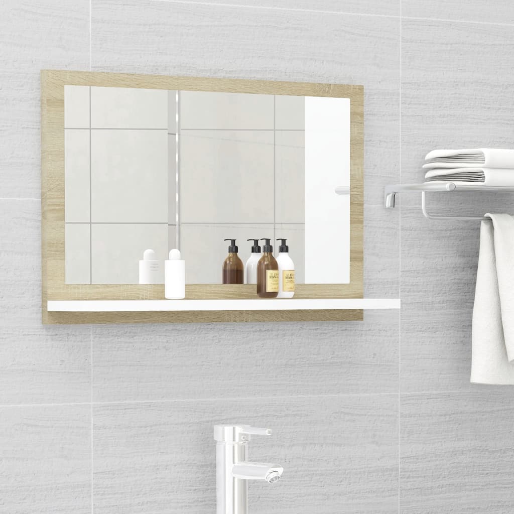 vidaXL Дзеркало для ванної кімнати Білий/Дуб сонома 60х10,5х37 см ДСП