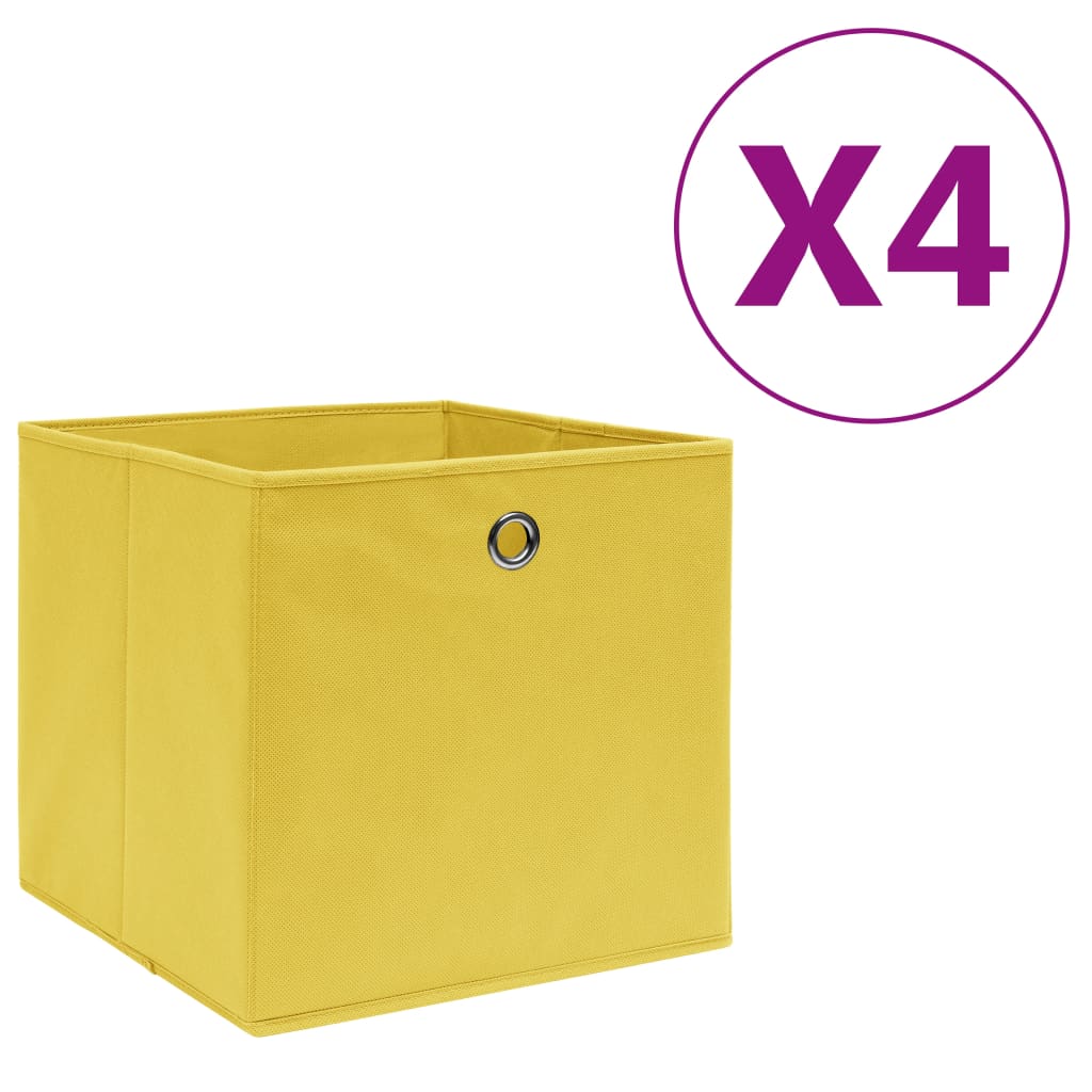 vidaXL Коробки для Зберігання 4 шт Жовтий 28x28x28 см Неткане Полотно