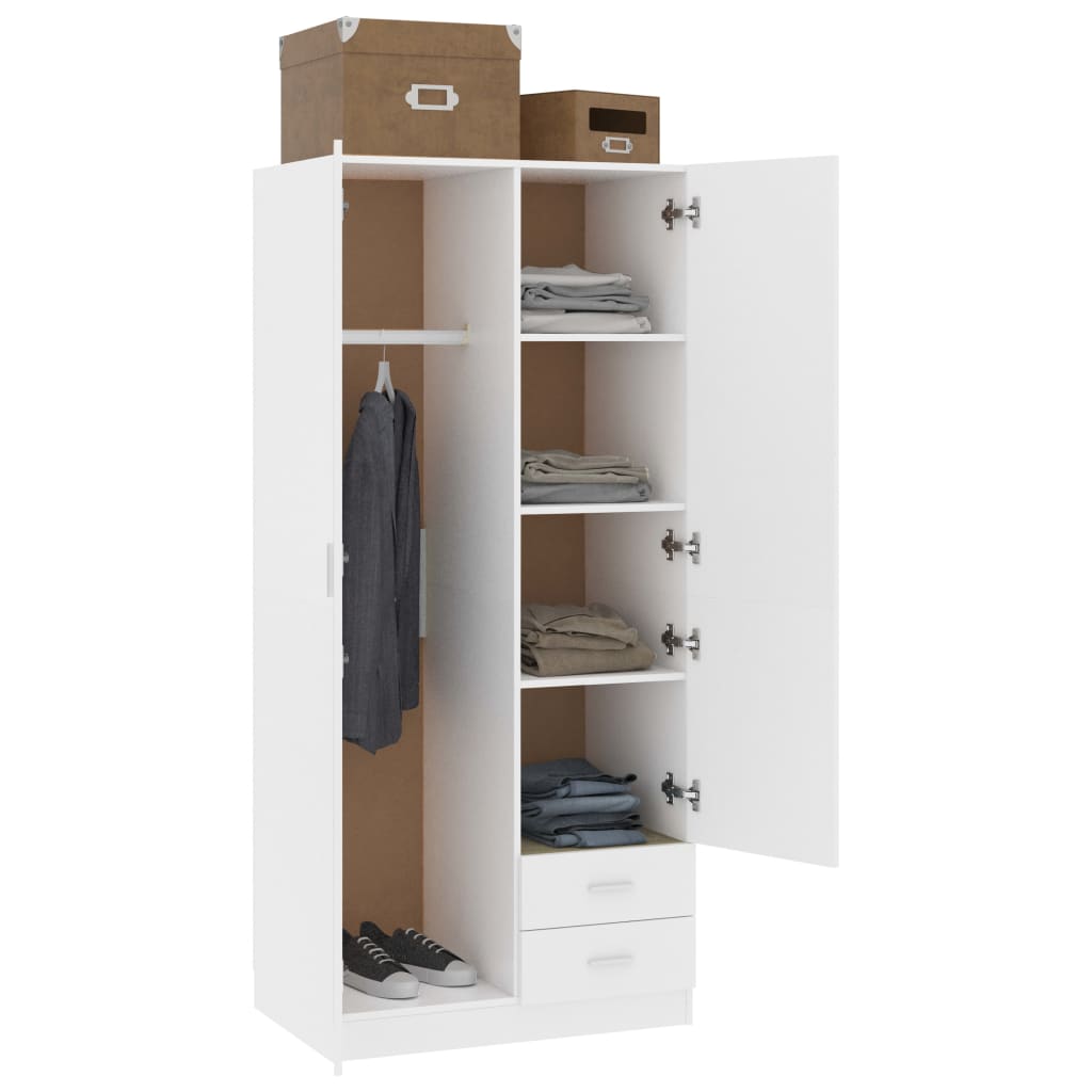 800639 vidaXL Wardrobe White 80x52x180 cm Chipboard