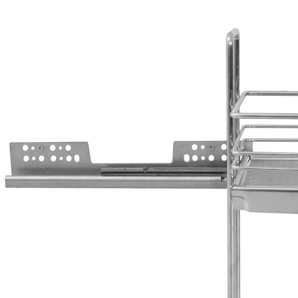 vidaXL 2-Рівневий кухонний дротяний кошик Сріблястий 47x15x54,5 см