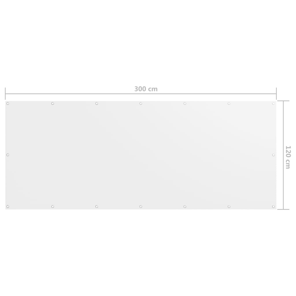 vidaXL Балконна Ширма Білий 120x300 см Тканина Оксфорд