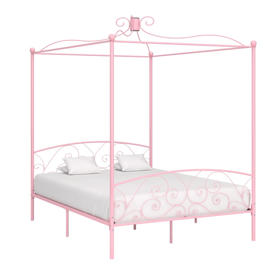 vidaXL Каркас ліжка з балдахіном Рожевий 180x200 см Метал